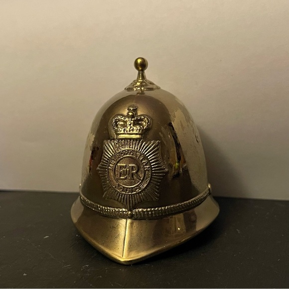Vintage 1972 Brass Metropolitan Police ER Bobby Helmet Bell Made In England - Picture 1 of 5